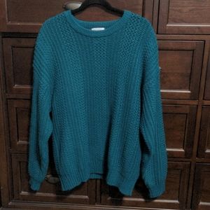 Vintage Men's Windridge Heavy Cable Knit Green Crew Neck Sweater. Size L